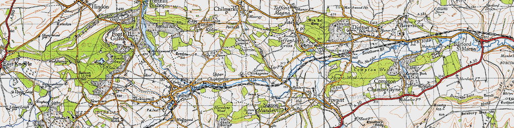 Old map of Lower Chicksgrove in 1940