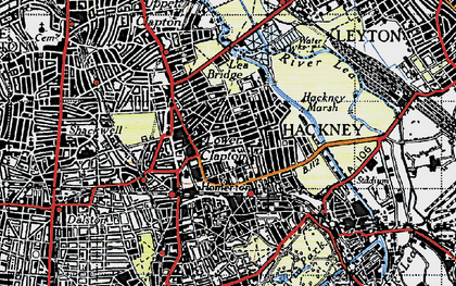 Old map of Lower Clapton in 1946