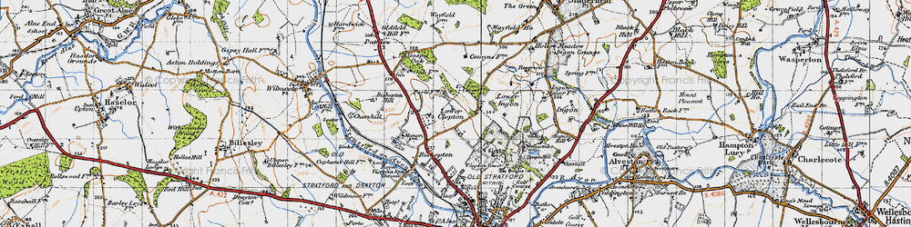Old map of Lower Clopton in 1947