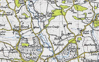 Old map of Lower Creedy in 1946