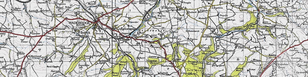 Old map of Lower Croan in 1946