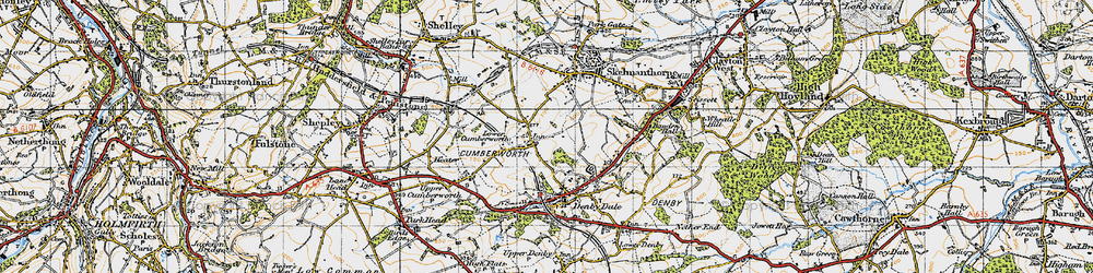 Old map of Lower Cumberworth in 1947