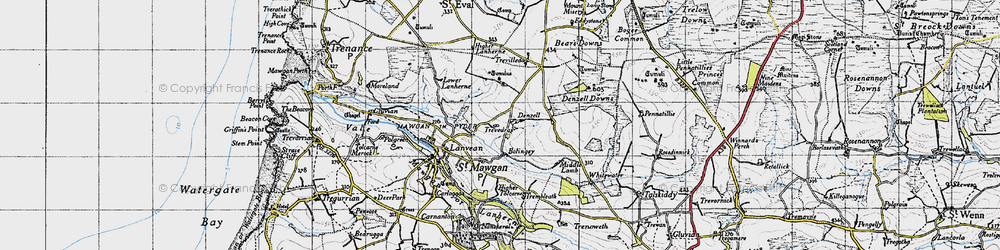 Old map of Lower Denzell in 1946