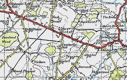 Old map of Lower Dicker in 1940