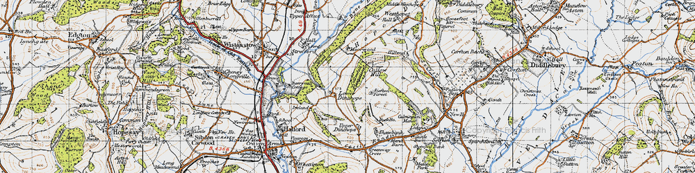 Old map of Lower Dinchope in 1947
