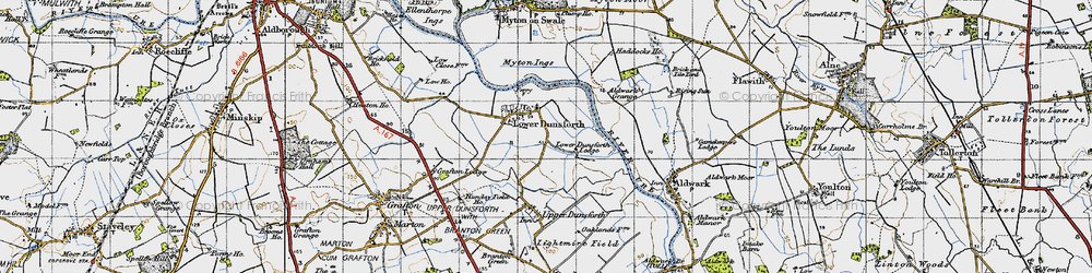 Old map of Lower Dunsforth in 1947