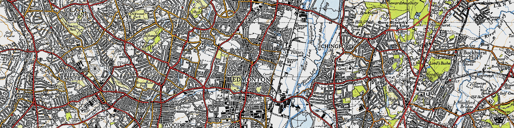 Old map of Lower Edmonton in 1946