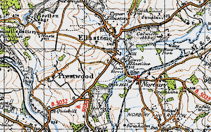 Old map of Lower Ellastone in 1946