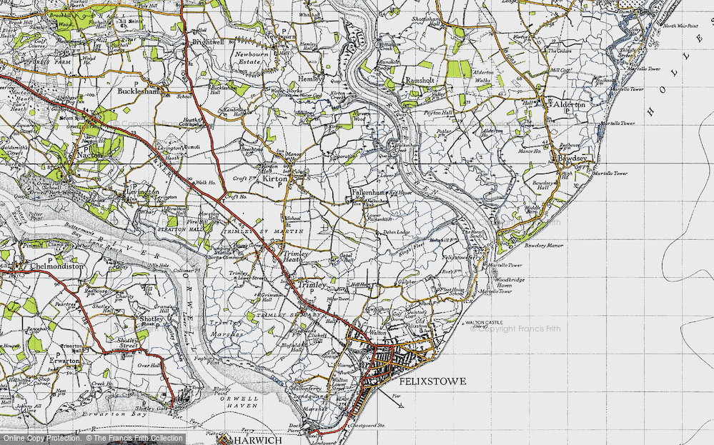 Old Map of Lower Falkenham, 1946 in 1946