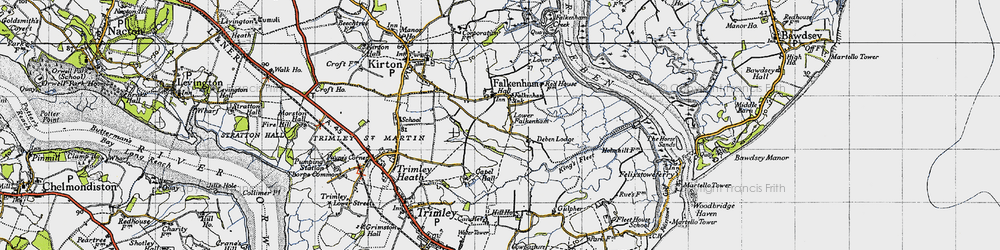 Old map of Lower Falkenham in 1946