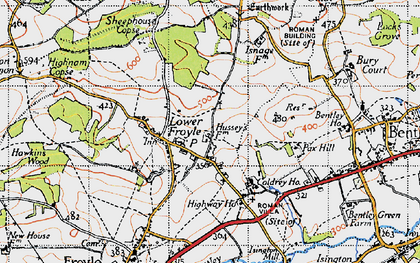 Old map of Lower Froyle in 1940