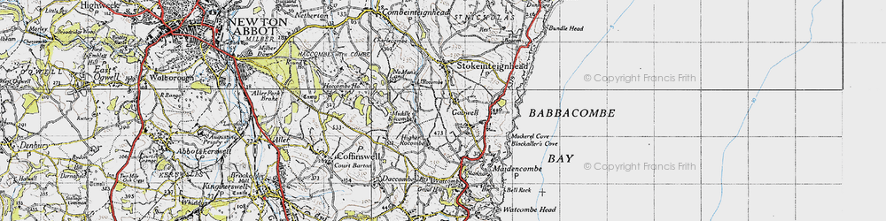 Old map of Lower Gabwell in 1946