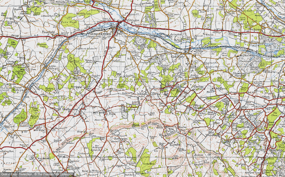Old Map of Historic Map covering Anville's Copse in 1945