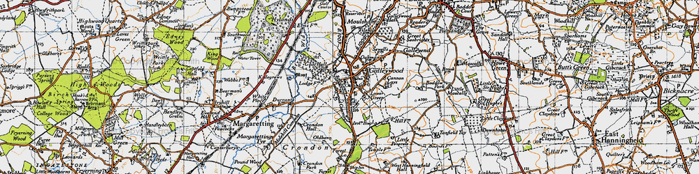 Old map of Lower Green in 1945