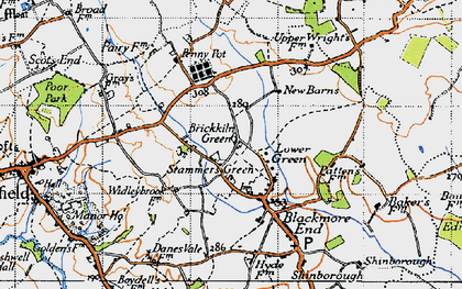 Old map of Lower Green in 1945