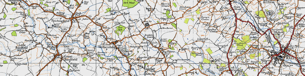 Old map of Lower Green in 1945