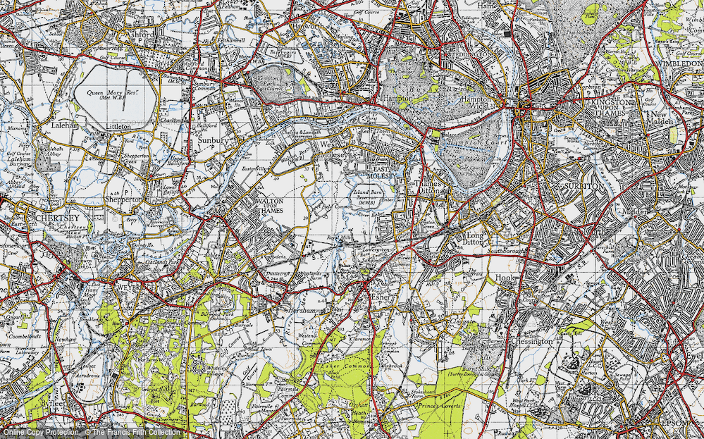Old Map of Lower Green, 1945 in 1945
