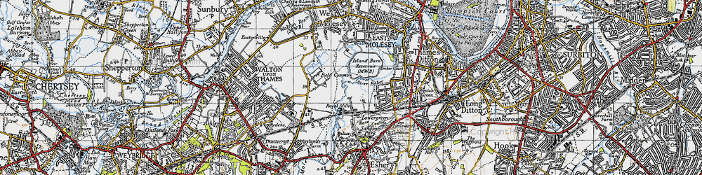 Old map of Lower Green in 1945