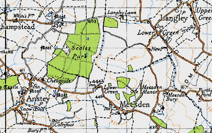 Old map of Lower Green in 1946