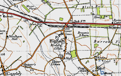 Old map of Lower Green in 1946