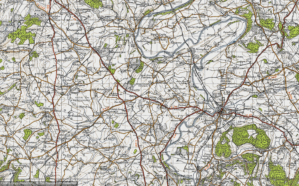 Old Map of Historic Map covering Buckcastle Hill in 1947