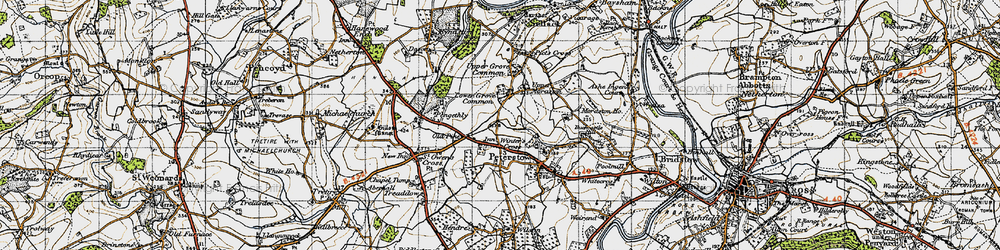Old map of Winter's Cross in 1947