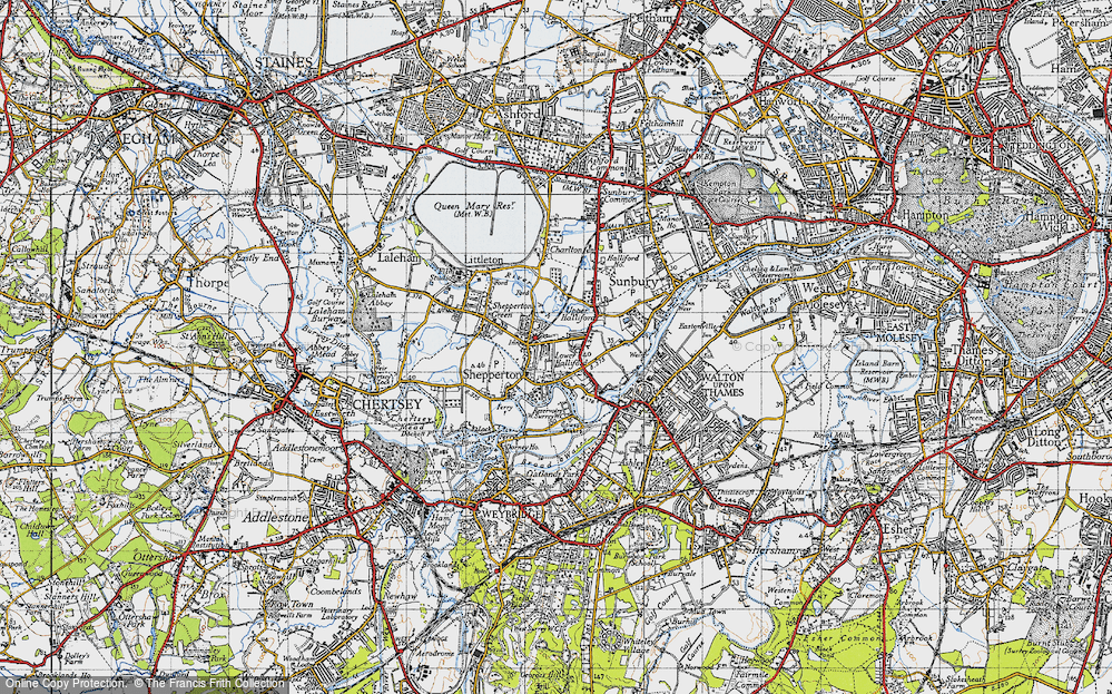 Old Map of Lower Halliford, 1940 in 1940