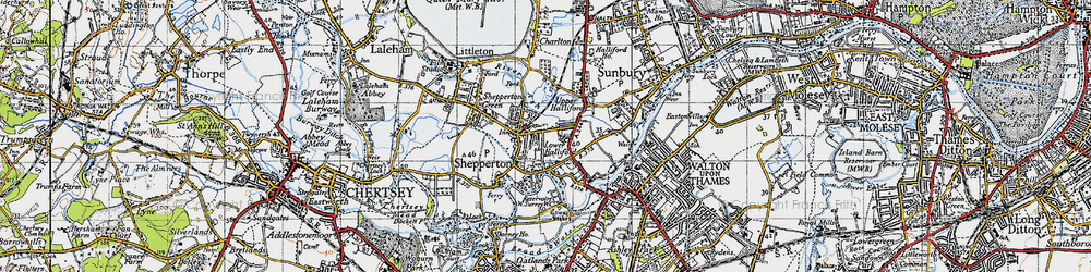 Old map of Lower Halliford in 1940