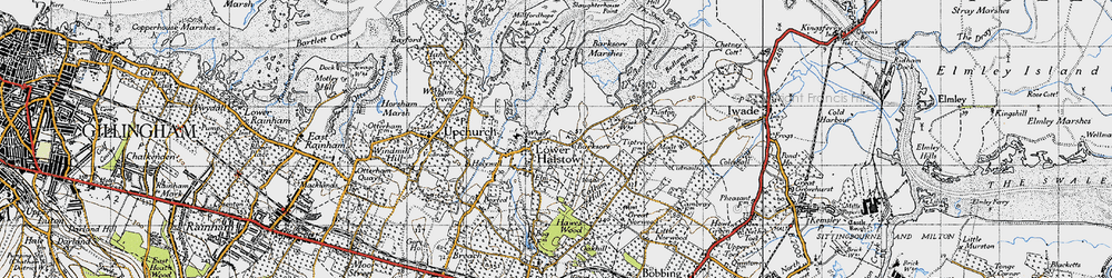 Old map of Lower Halstow in 1946