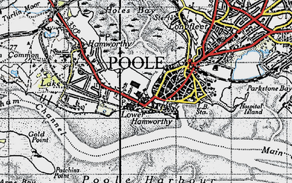 Old map of Poole Harbour in 1940