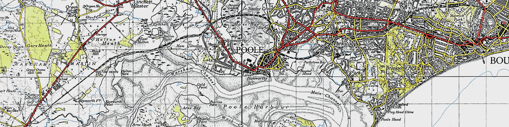 Old map of Poole Harbour in 1940