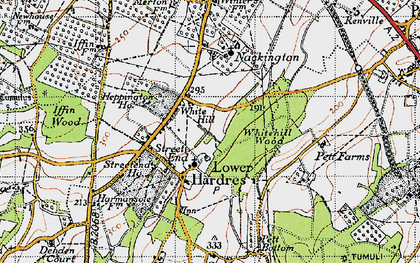 Old map of Lower Hardres in 1947