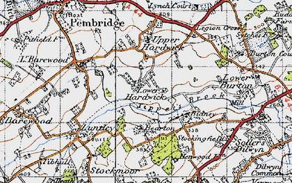 Old map of Lower Hardwick in 1947
