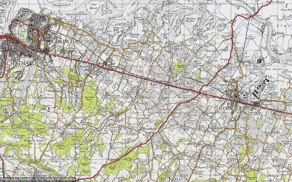 Old Map of Lower Hartlip, 1946 in 1946