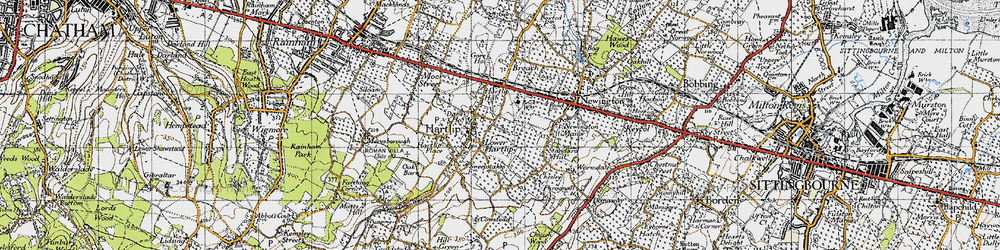 Old map of Lower Hartlip in 1946