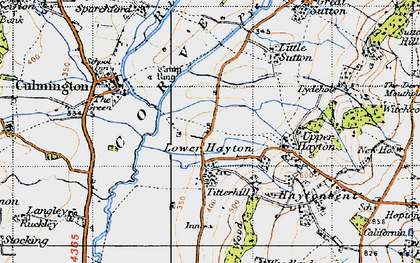 Old map of Lower Hayton in 1947