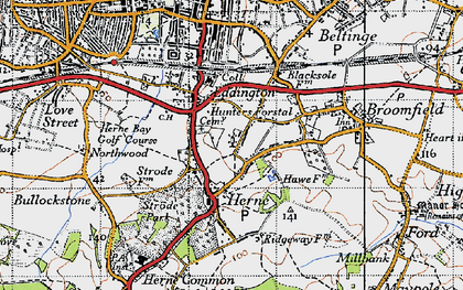 Old map of Lower Herne in 1947
