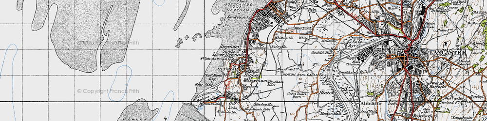Old map of Lower Heysham in 1947