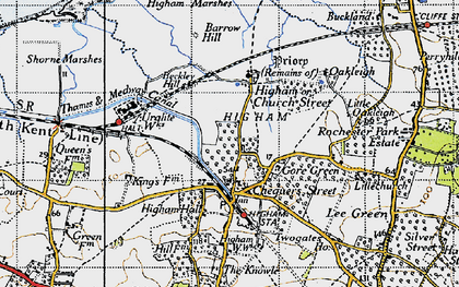 Old map of Lower Higham in 1946