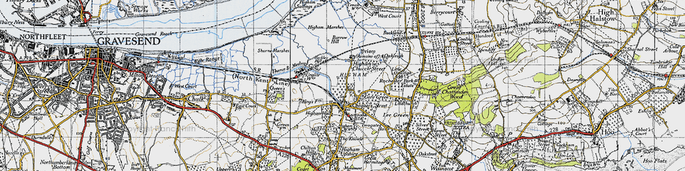 Old map of Lower Higham in 1946