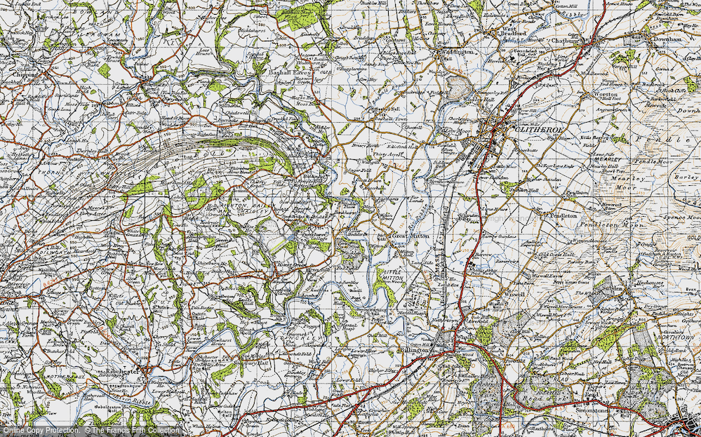 Old Map of Historic Map covering Angerham in 1947