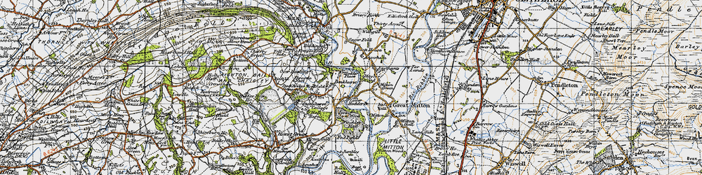 Old map of Lower Hodder in 1947