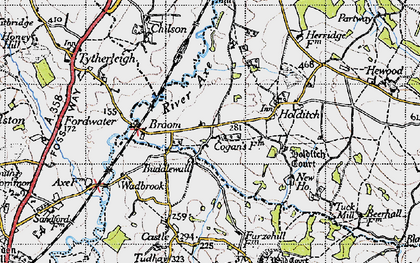 Old map of Buddlewall in 1945