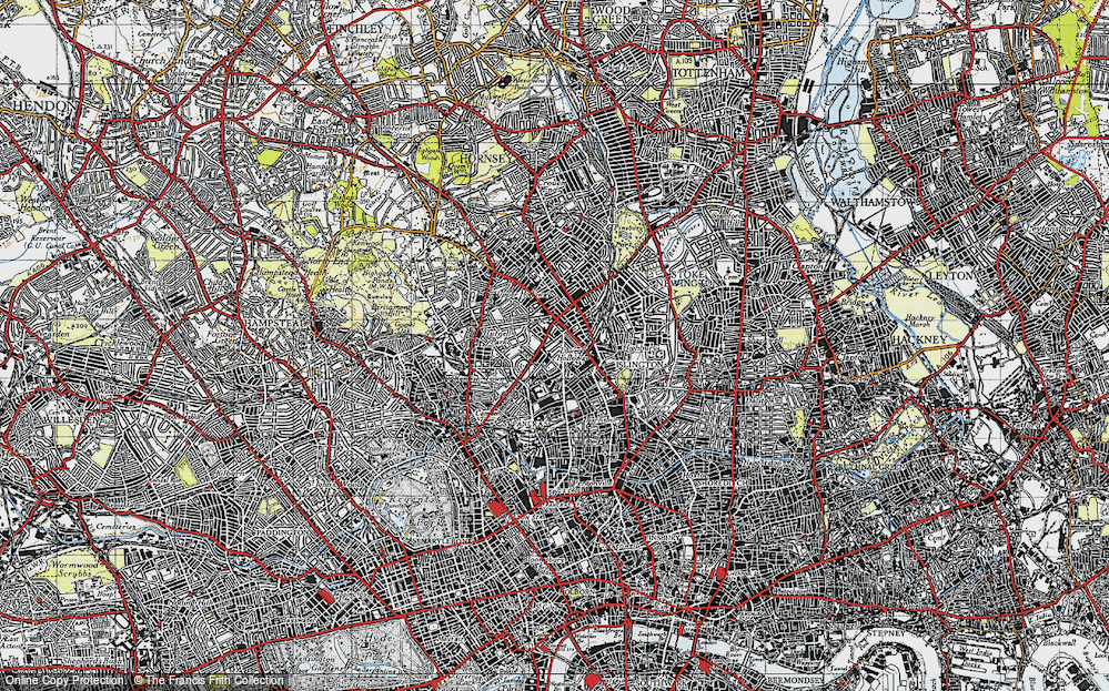 Old Map of Lower Holloway, 1945 in 1945