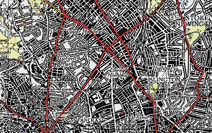 Old map of Lower Holloway in 1945