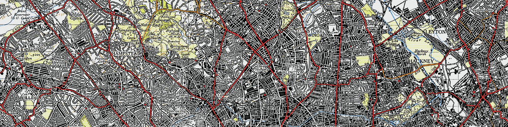 Old map of Lower Holloway in 1945