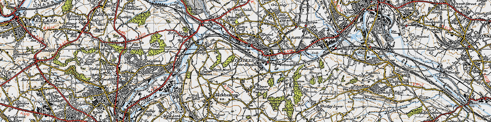 Old map of Lower Hopton in 1947
