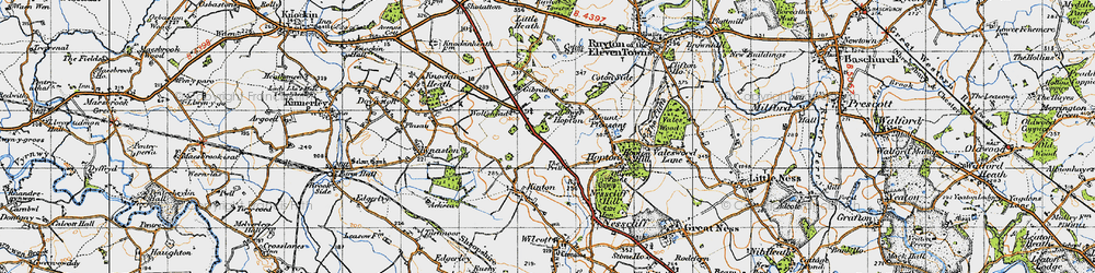 Old map of Lower Hopton in 1947