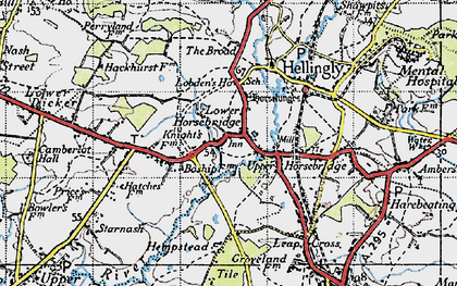 Old map of Tile Hurst in 1940