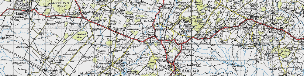 Old map of Lower Horsebridge in 1940